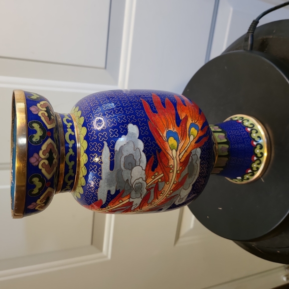 Vintage Chinese Cloisonne Enamel Phoenix Vase - Picture 11 of 14